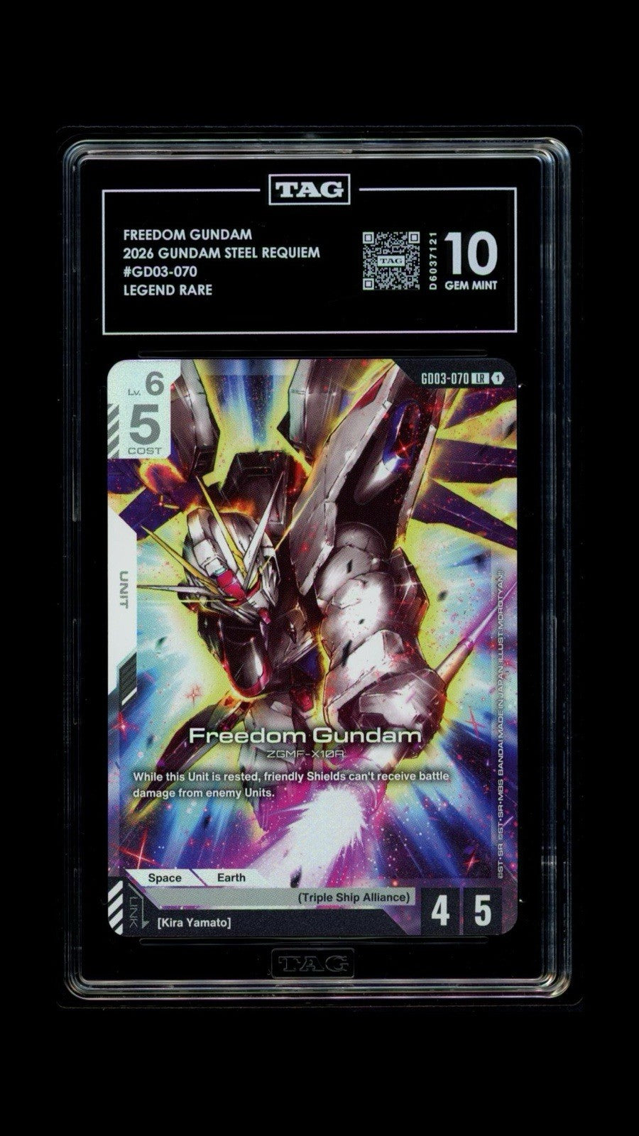 💎 FREEDOM GUNDAM 2026 GUNDAM STEEL REQUIEM #GD03-070 LEGEND RARE TAG 10 POP 1💨