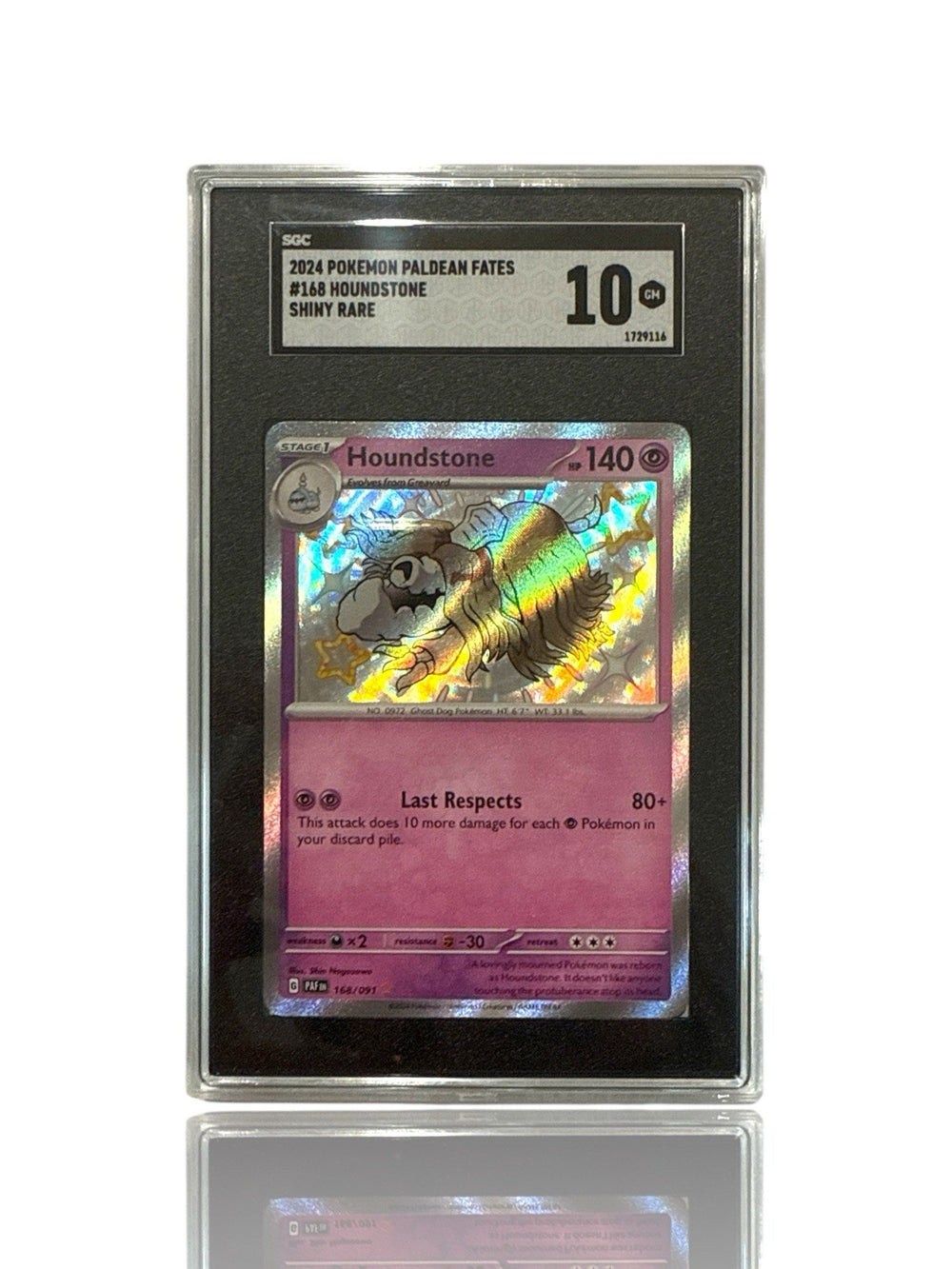 ‼️Pokemon Houndstone 168/091: Paldean Fates BABY SHINY GRADE 10! SAME DAY SHIP💨