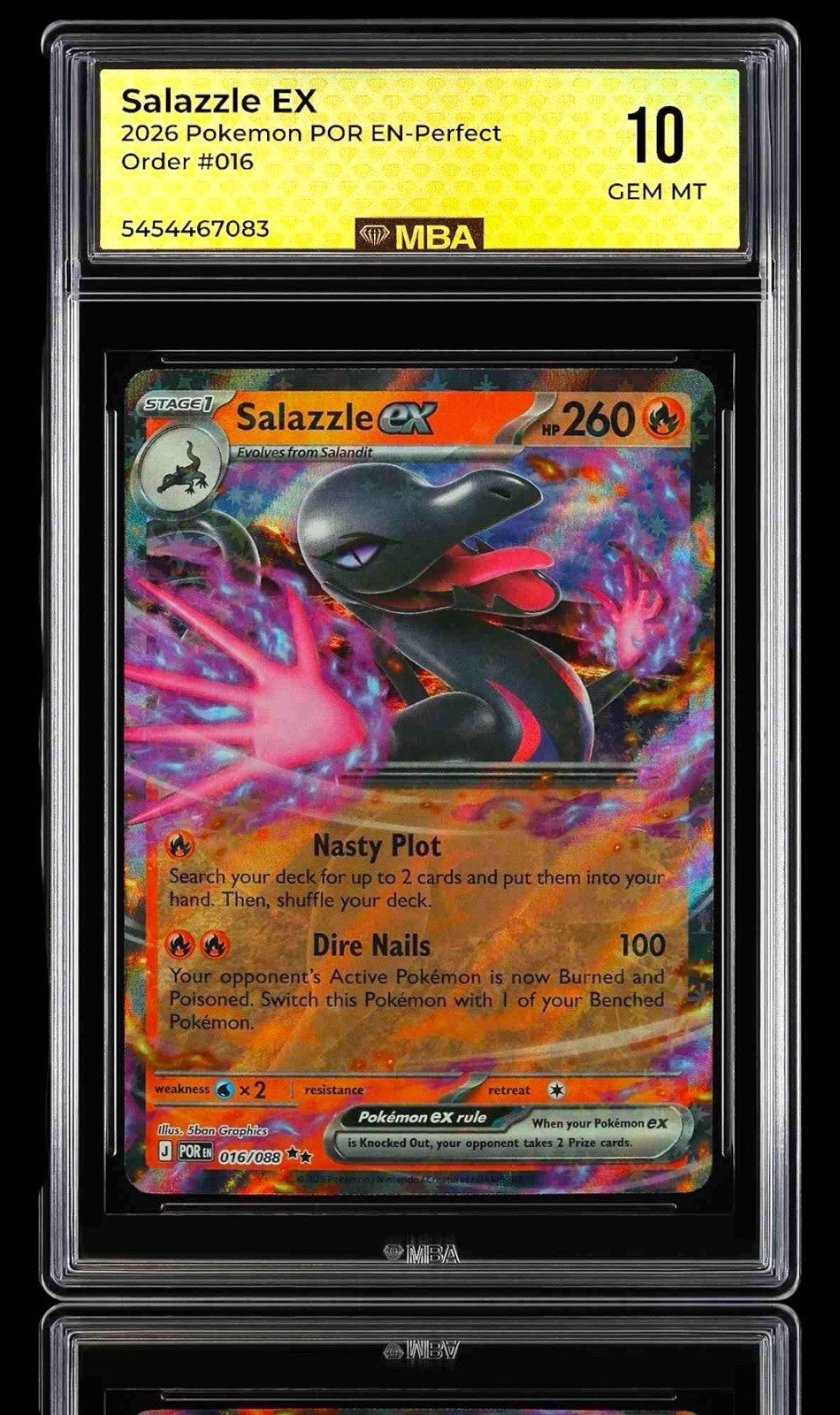 🔥 Salazzle ex 016/088 Pokemon Perfect Order~MBA GRADE 10~POP 1~SHOOT OFFER💨