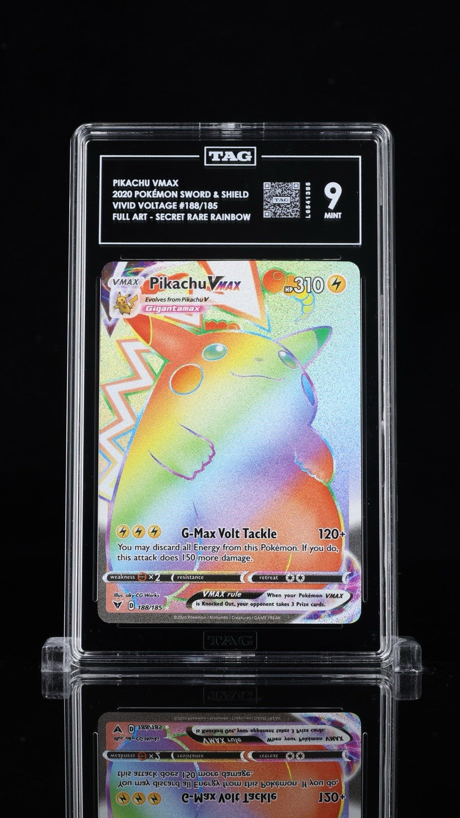 💎 Pikachu VMAX SECRET RAINBOW CHUNKY #188 Vivid Voltage TAG GRADE 9! 🌈