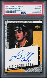 ‼️2000 U.D. LEGENDS MARIO LEMIEUX EPIC SIGNATURES PSA 8~VIBRANT BLUE AUTO POP 4