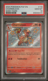 🚨 Pokemon Charmeleon 110/091 Paldean Fates SHINY PSA GRADE 10! SAME DAY SHIP!💎