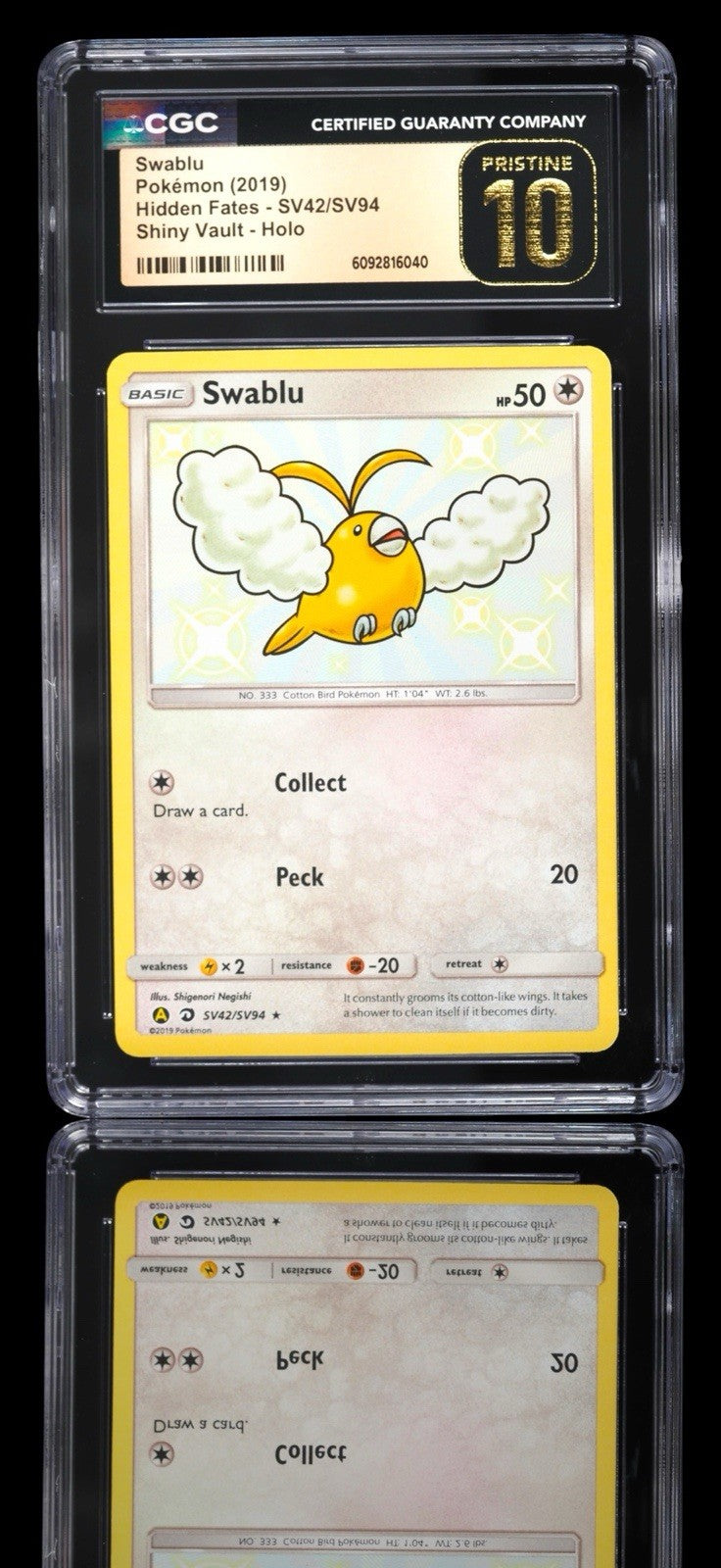 💙 Swablu SV42 Hidden Fates Shiny Vault Holo GRADE 10 PRISTINE GOLD LABEL!💨
