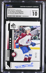‼️2021-22 SP Authentic Retro Autographs #01RA-BY Bowen Byram CGC 10~AUTO 10💨