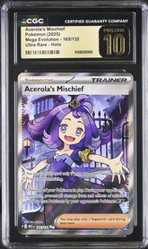 ‼️Acerola's Mischief 165/132 Mega Evolution Holo CGC 10 PRISTINE GOLD LABEL!💨