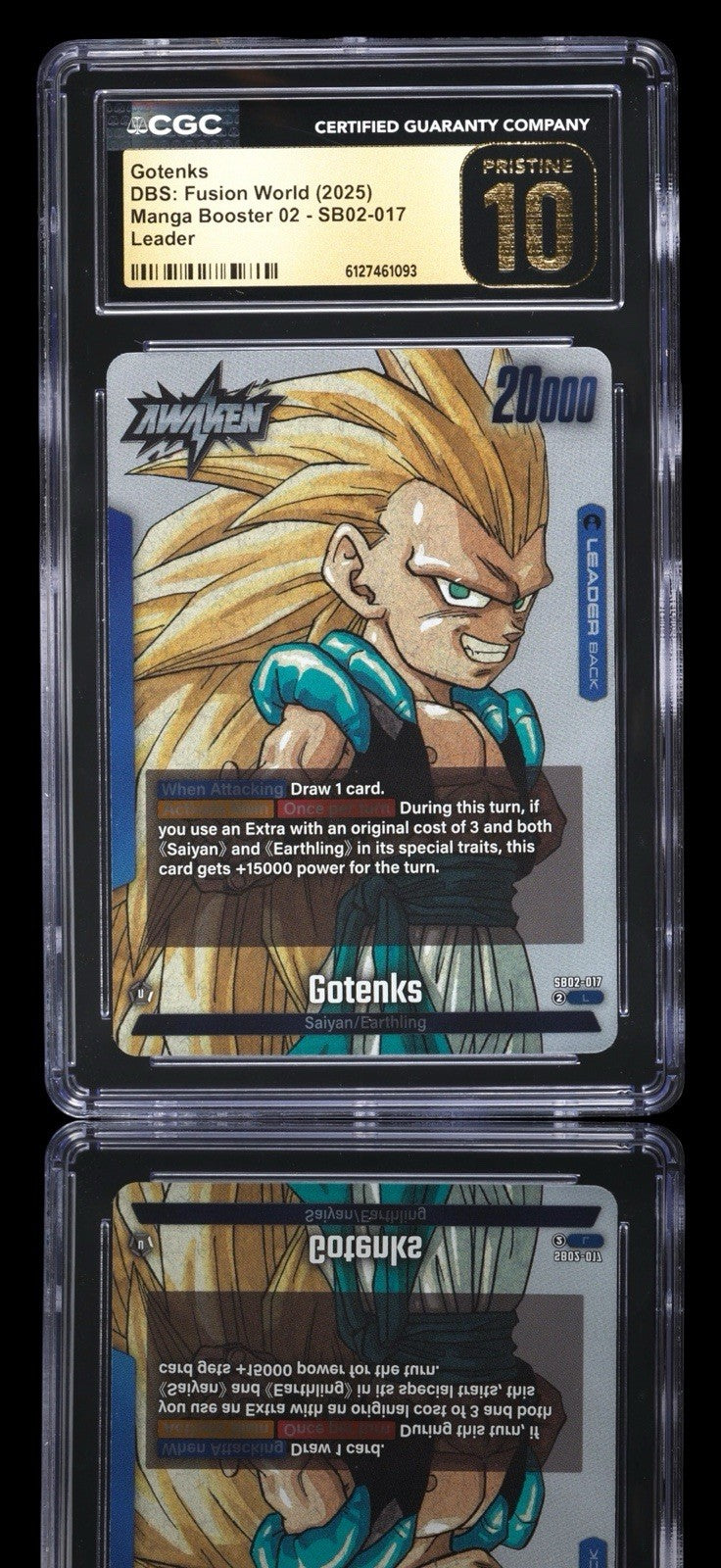 🔥 Gotenks SB02-017 DBS Manga Booster 02~ PRISTINE 10 GOLD LABEL TOP POP 5!💨