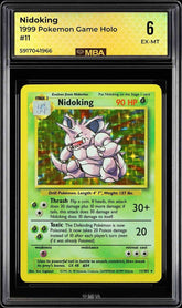 ⚠️ Nidoking 011/102 Pokemon Base Set Holo~ MBA GRADE 6~ FAST SHIP SHOOT OFFER💨
