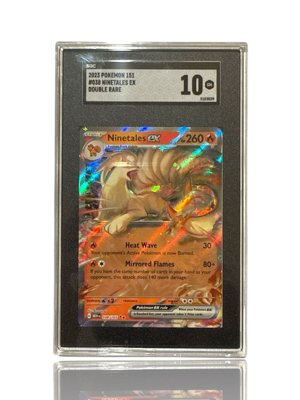 ‼️Pokemon Ninetales ex 038/165: Scarlet & Violet 151 Holo GRADE 10~SHOOT OFFER💨