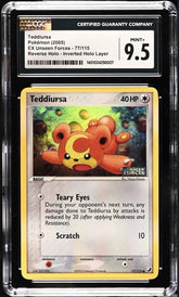 🔥 Pokémon Teddiursa #77 Unseen Forces Reverse Inverted Holo Stamped GRADE 9.5💨