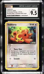 🔥 Pokémon Teddiursa #77 Unseen Forces Reverse Inverted Holo Stamped GRADE 9.5💨