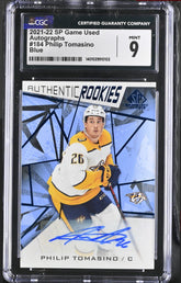‼️2021-22 Upper Deck Game Used-Rookies Philip Tomasino #184 GRADE 9💨POP 1 AUTO