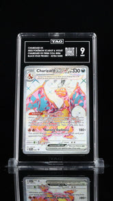 ‼️CHARIZARD EX 2023 POKÉMON SCARLET & VIOLET #056 BLACK STAR PROMO~TAG GRADE 9💨