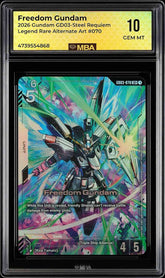 π Freedom Gundam GD03-Steel Requiem Legend Rare Alt Art #070~ MBA GRADE 10!π¨