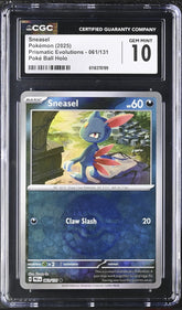 ‼️Sneasel PokeBall 061 Prismatic Evolutions Holo GRADE 10~FAST SHIP SHOOT OFFER