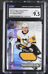 ‼️2021-22 Upper Deck Premier Premium JERSEY #87 Sidney Crosby GRADE 9.5~POP 1💨
