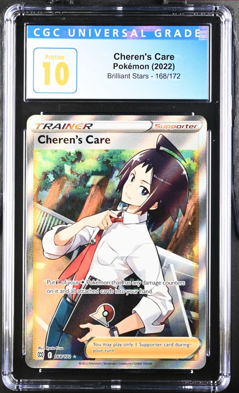 ‼️Pokemon Cheren's Care Full Art 168/172: Brilliant Stars Holo CGC 10 PRISTINE💨
