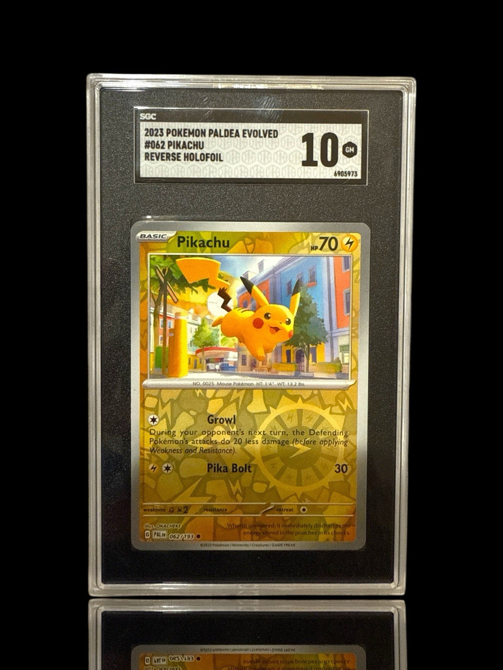 ‼️Pikachu 062/193 Sv02: Paldea Evolved Reverse Holo~GRADE 10! SHIPS SAME DAY💨