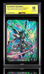 🚨 Freedom Gundam GD03-Steel Requiem Legend Rare Alt Art 070~ MBA GRADE 10 POP 1