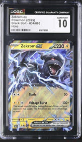 ‼️Pokemon Zekrom ex 034 Black Bolt Holo GRADE 10! SAME DAY SHIP~SHOOT OFFER💨