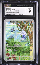 ‼️Pokemon Meditite 153/142: Stellar Crown Holo GRADE 9! FAST SHIP~SHOOT OFFER💨