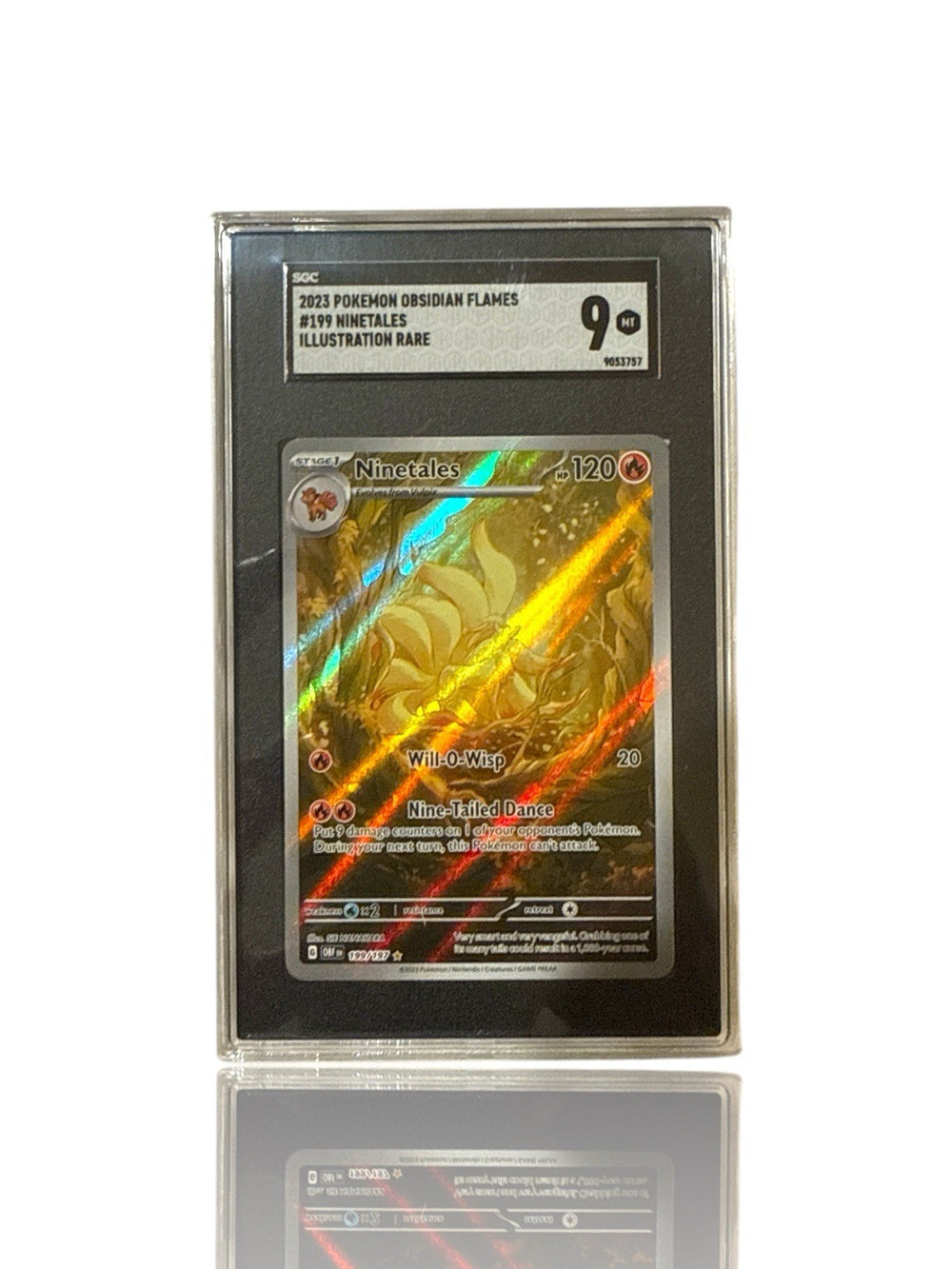 ‼️Pokemon Ninetales 199/197~Obsidian Flames Holo GRADE 9~FAST SHIP~SHOOT OFFER💨