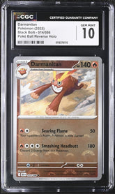 ‼️Darmanitan PokeBall 014 Black Bolt Holo GRADE 10! SAME DAY SHIP~SHOOT OFFER!💨