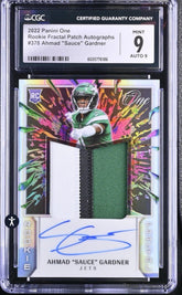 2022 Panini One Rookie Fractal Patch Autographs #378 Ahmad "Sauce" Gardner