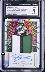 2022 Panini One Rookie Fractal Patch Autographs #378 Ahmad "Sauce" Gardner