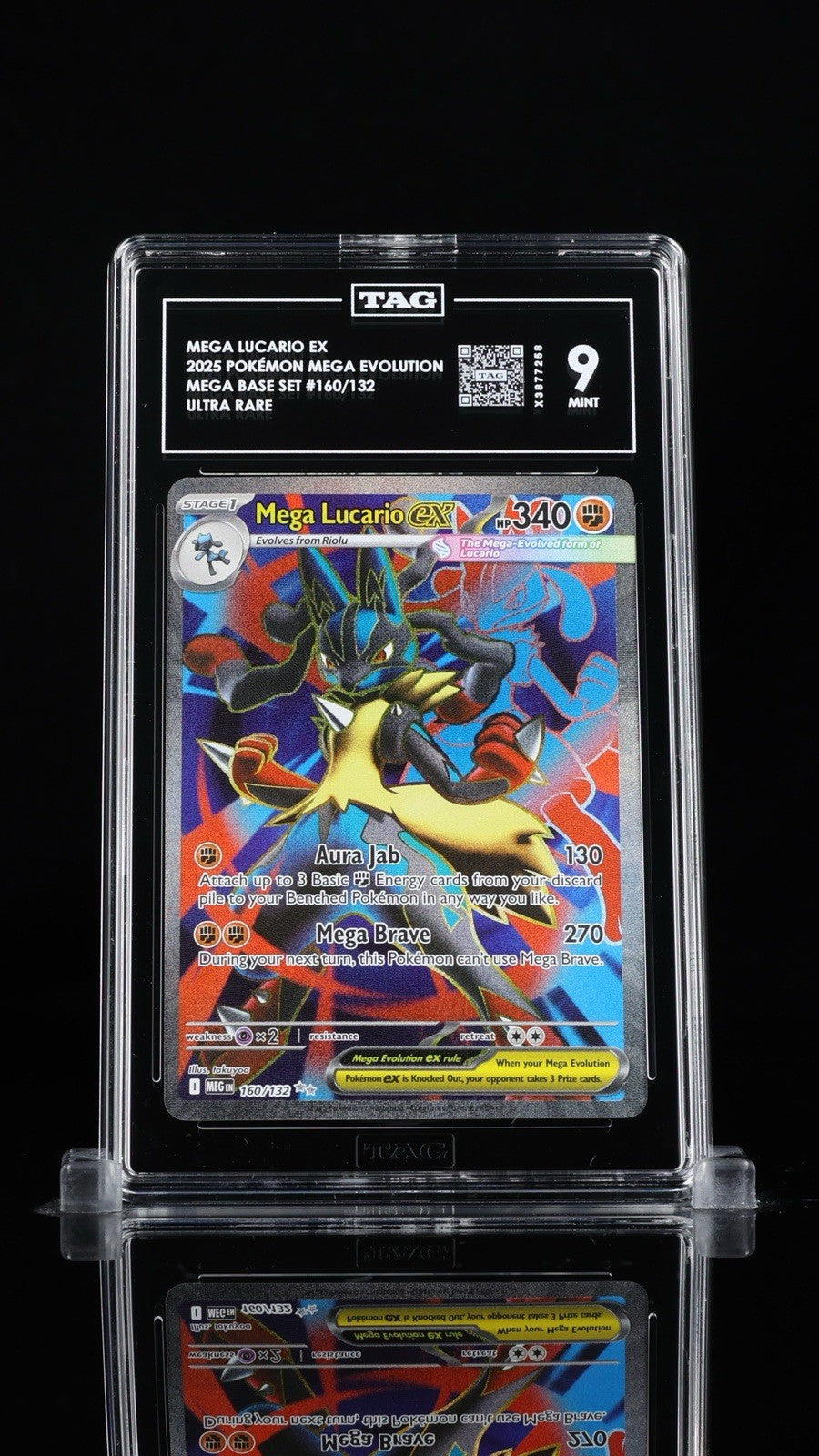 ‼️Mega Lucario ex 160/132: Mega Evolution TAG GRADE 9~FAST SHIP~SHOOT OFFER!💨