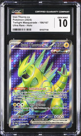 ‼️Pokemon Iron Thorns ex 196/167: Twilight Masquerade Holo GRADE 10~FAST SHIP!💨