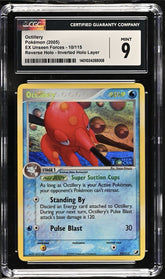 ‼️ Pokemon Octillery 10/115 Reverse Holo Inverted Holo Layer~ GRADE 9~LOW POP💨