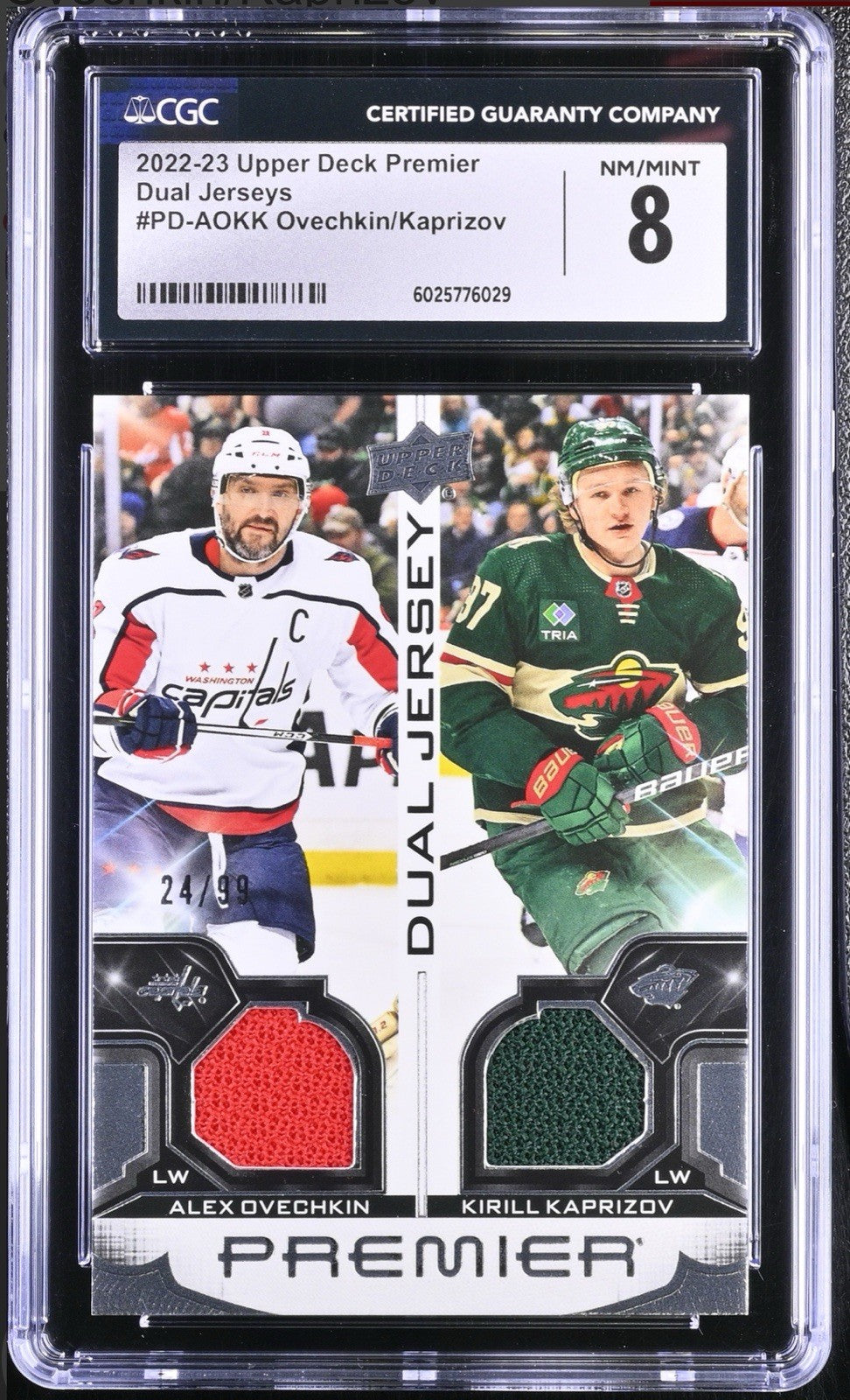 ‼️2022-23 Upper Deck Premier Dual Jerseys #PD-AOKK Ovechkin/Kaprizov~ POP 1💨