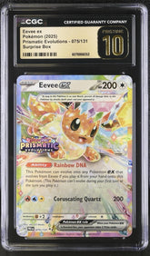 💎Eevee ex Prismatic Evolutions Stamp 075/131~ GRADE 10 PRISTINE GOLD LABEL!💨