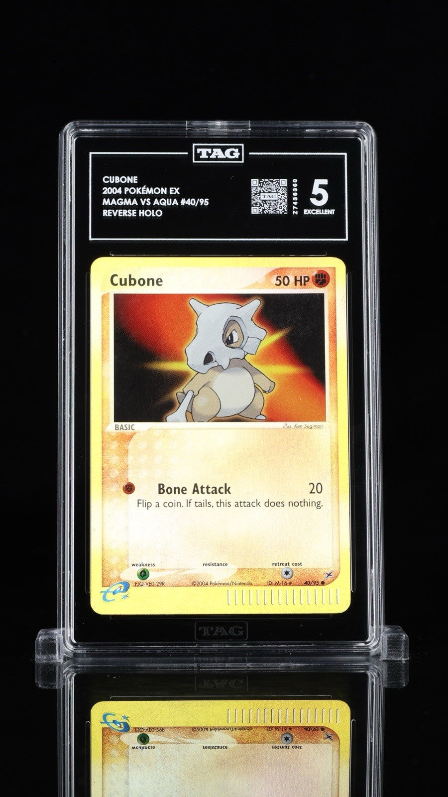 ‼️CUBONE 2004 POKÉMON EX MAGMA VS AQUA #40/95 REVERSE HOLO~ GRADED TAG!💨