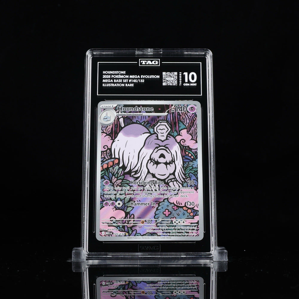 ‼️Houndstone 145/132: Mega Evolution Holo TAG GRADE 10! FAST SHIP~SHOOT OFFER💨