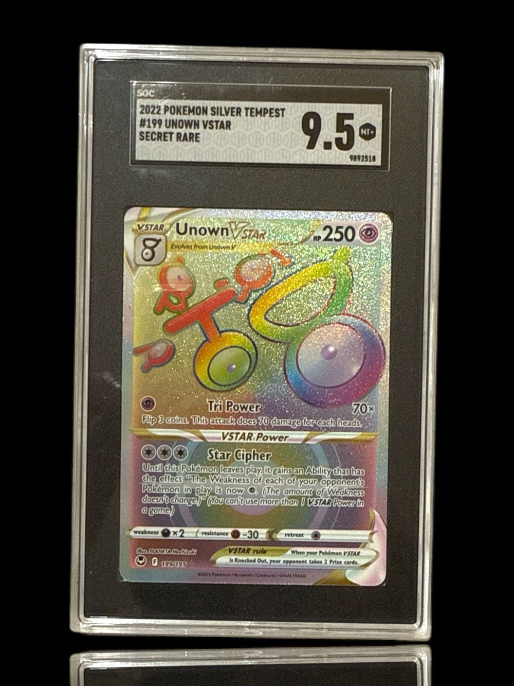 ‼️Unown VSTAR 199/195: Sword & Shield~Silver Tempest GRADE 9.5~SHOOT OFFER!💨
