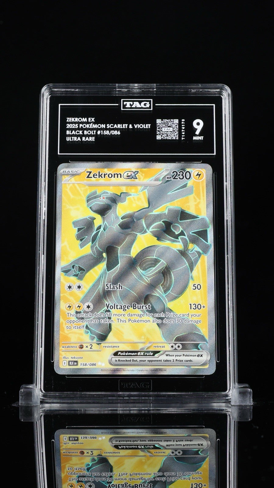 ⚡️Zekrom ex 158/086: Black Bolt Holo TAG GRADE 9! FAST SHIP! SHOOT OFFER!💨
