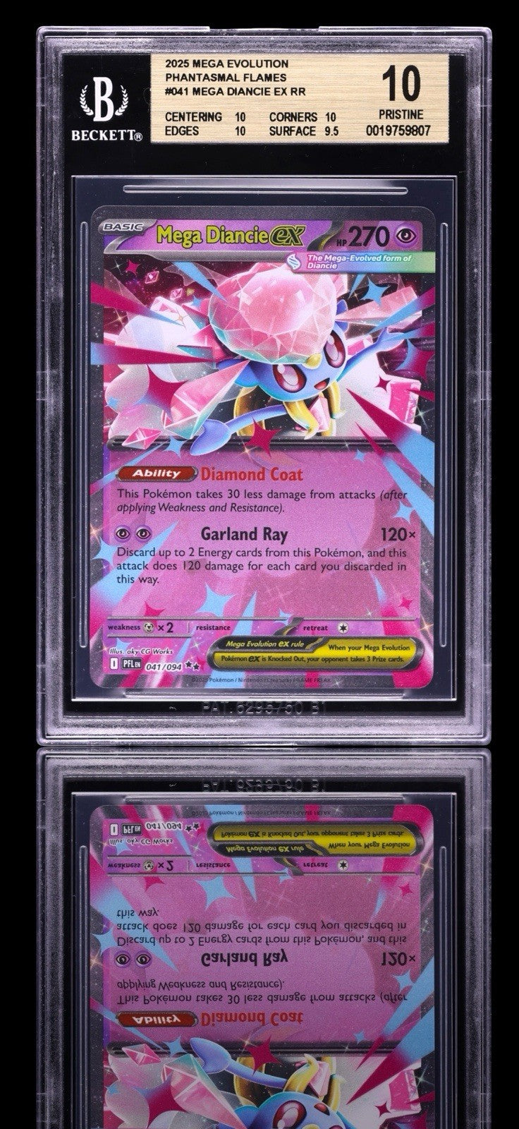 💎 Mega Diancie ex 041/094 Phantasmal Flames Holo BECKETT PRISTINE 10 POP 4!💨
