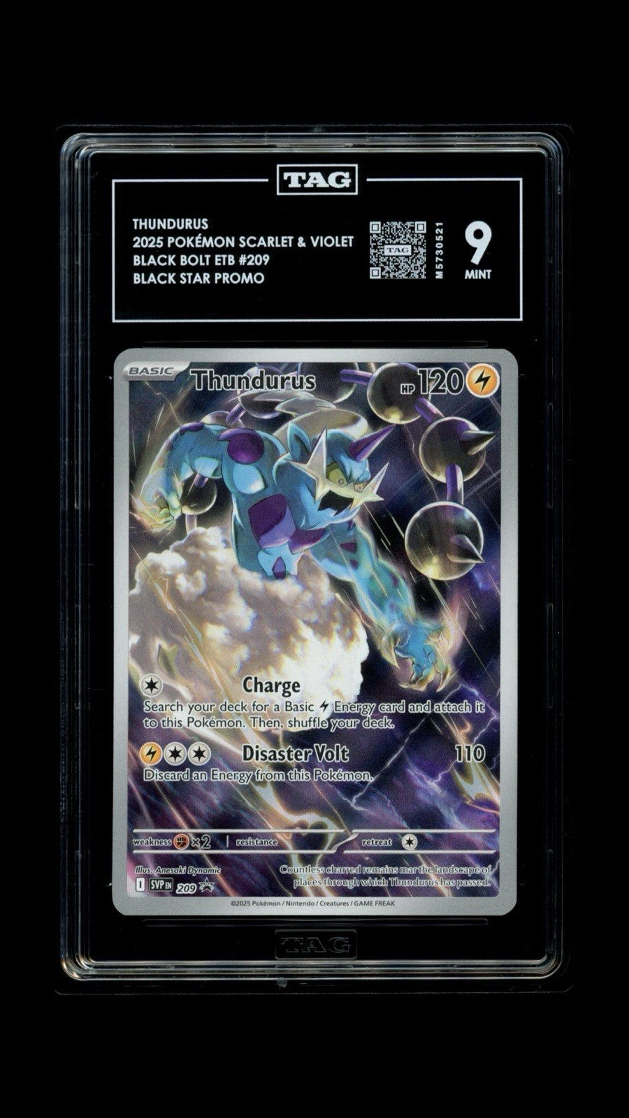 💙Thundurus 209 Scarlet & Violet Promo Holo TAG GRADE 9! FAST SHIP SHOOT OFFER💨