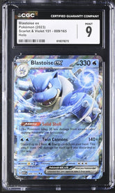 ‼️Blastoise ex 009/165 Scarlet & Violet 151 Holo GRADE 9! SAME DAY SHIP!💨