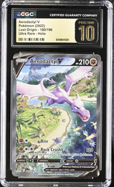 💜Pokemon Aerodactyl V~ 180/196 Lost Origin GRADE 10 PRISTINE GOLD LABEL!💨
