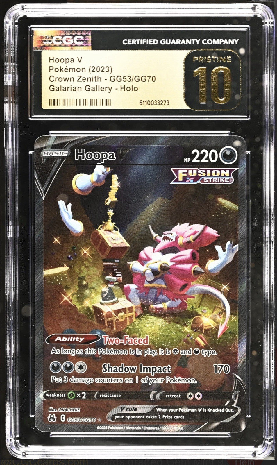 💎Pokemon Hoopa V #GG53 Crown Zenith~ GRADE 10 PRISTINE GOLD LABEL~SAME DAY SHIP