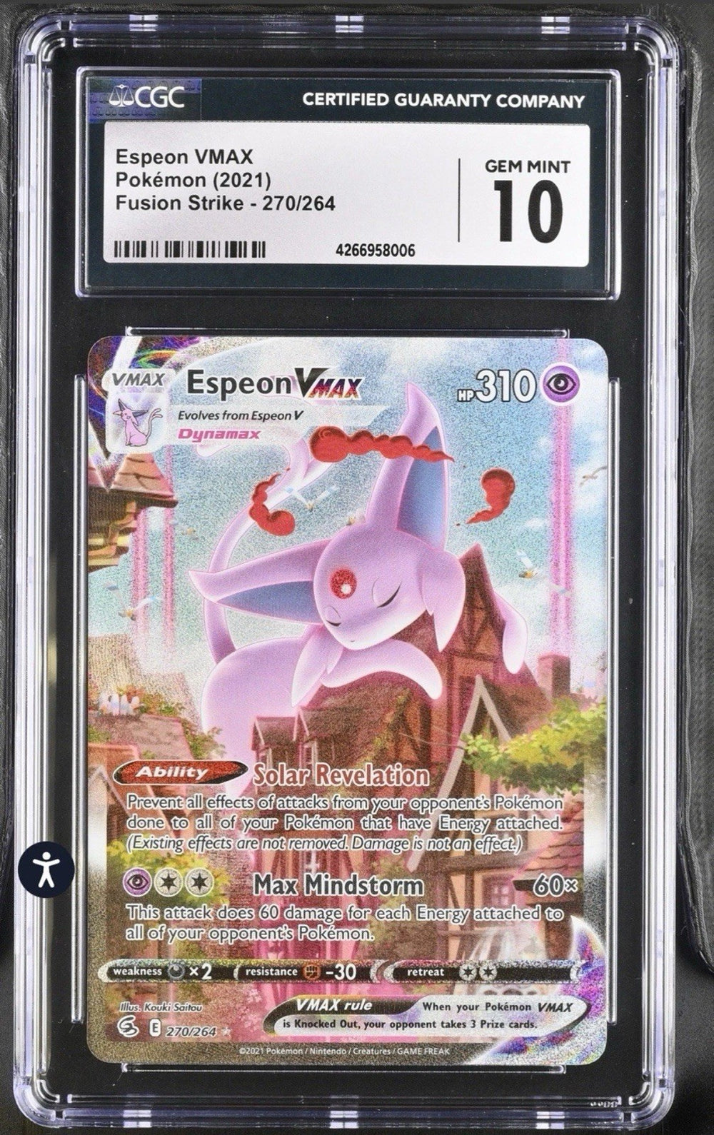 ‼️Espeon VMAX Pokémon (2021) Fusion Strike - 270/264~ GRADE 10! SHIPS SAME DAY💨