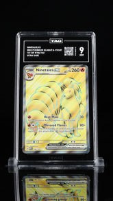 ‼️NINETALES EX 2023 POKÉMON SCARLET & VIOLET 151 SET #186/165 TAG GRADE 9!💨