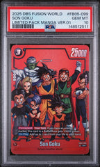 🚨 2025 DBS FUSION WORLD SON GOKU LIMITED PACK MANGA #FB05-099~ PSA GRADE 10!💨