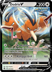 ‼️Pokemon Dodrio V 201/264~Fusion Strike Holo GRADE 8.5! FAST SHIP~SHOOT OFFER💨