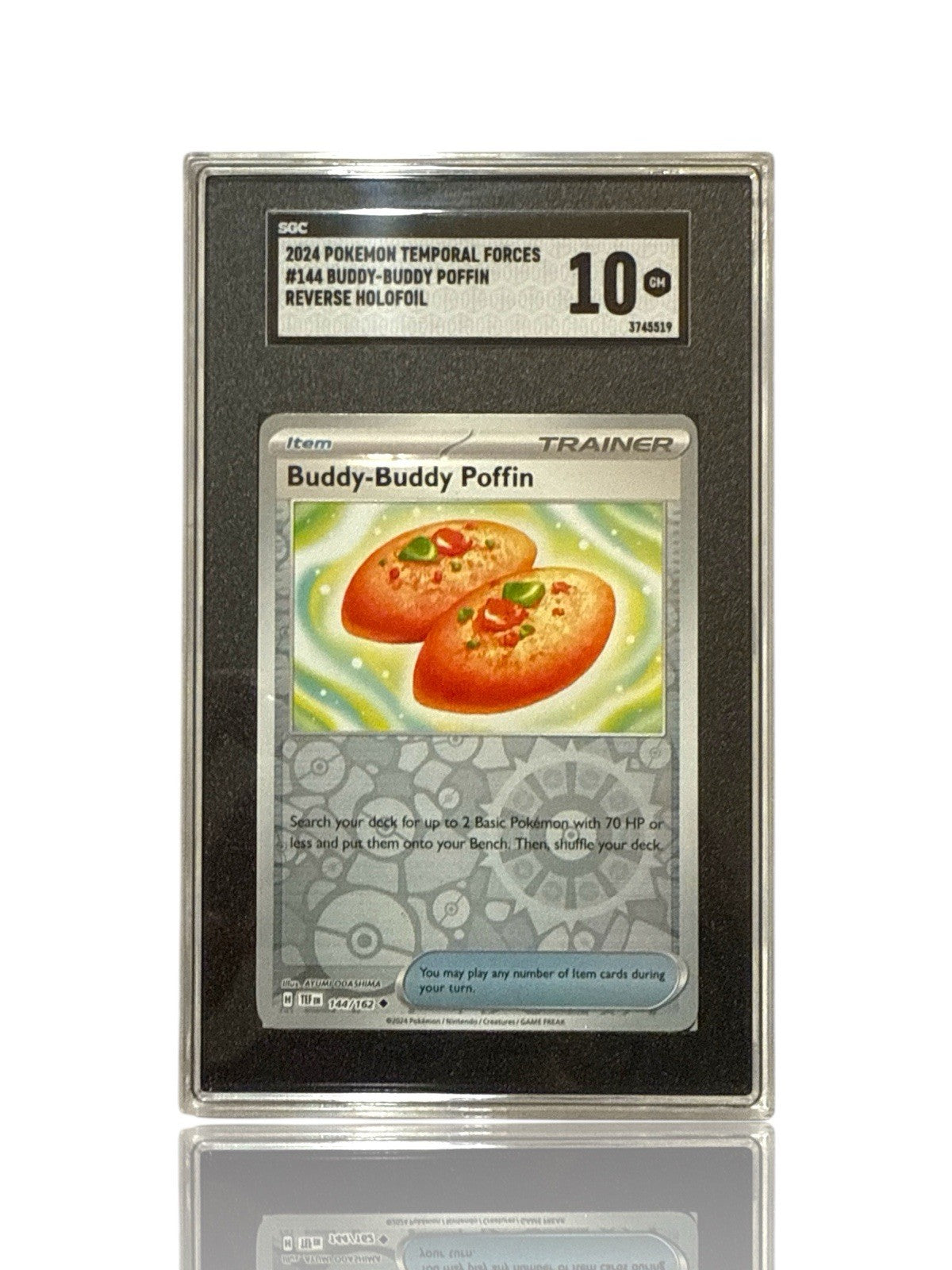 ‼️Pokemon Buddy-Buddy Poffin 144/162: Temporal Forces Reverse Holo GRADE 10!💨