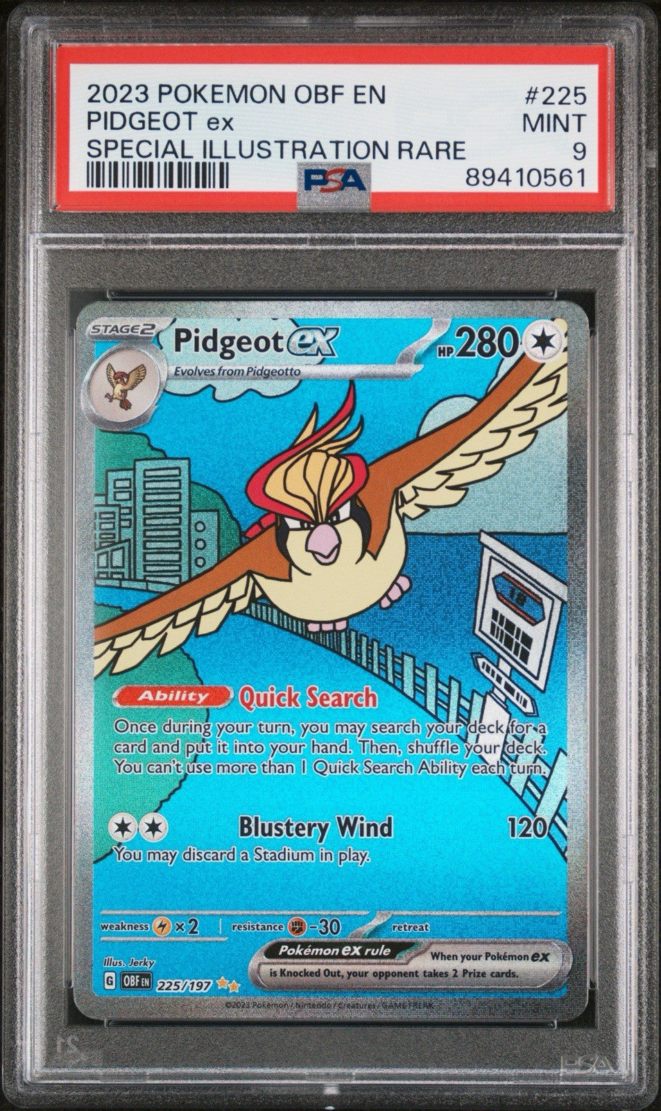 🕊️ Pidgeot ex 225/197: Obsidian Flames Holo PSA GRADE 9! SHIPS SAME DAY FAST!💨