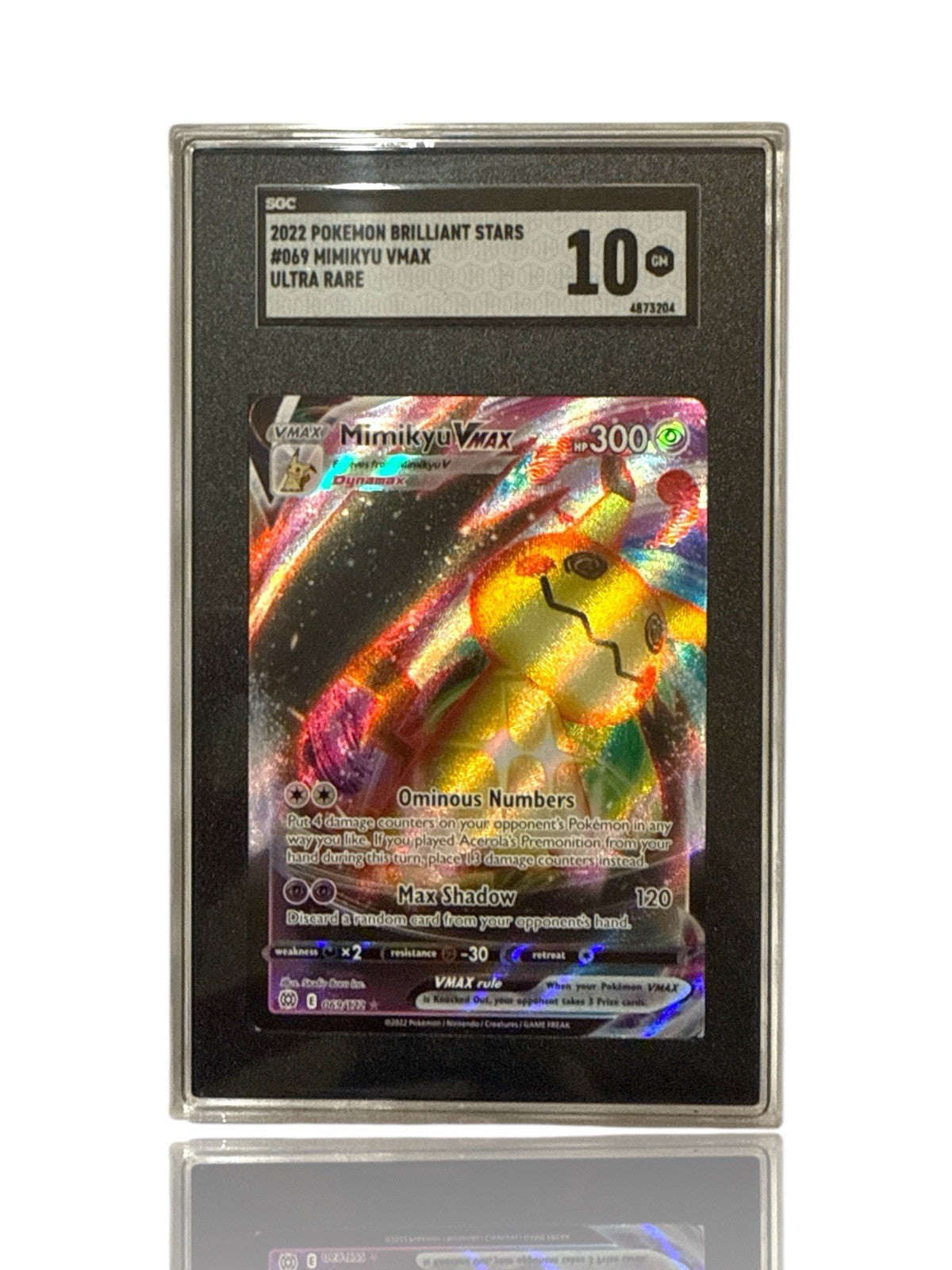 ‼️Pokemon Mimikyu VMAX 069/172: Brilliant Stars Holo GRADE 10! SAME DAY SHIP💨