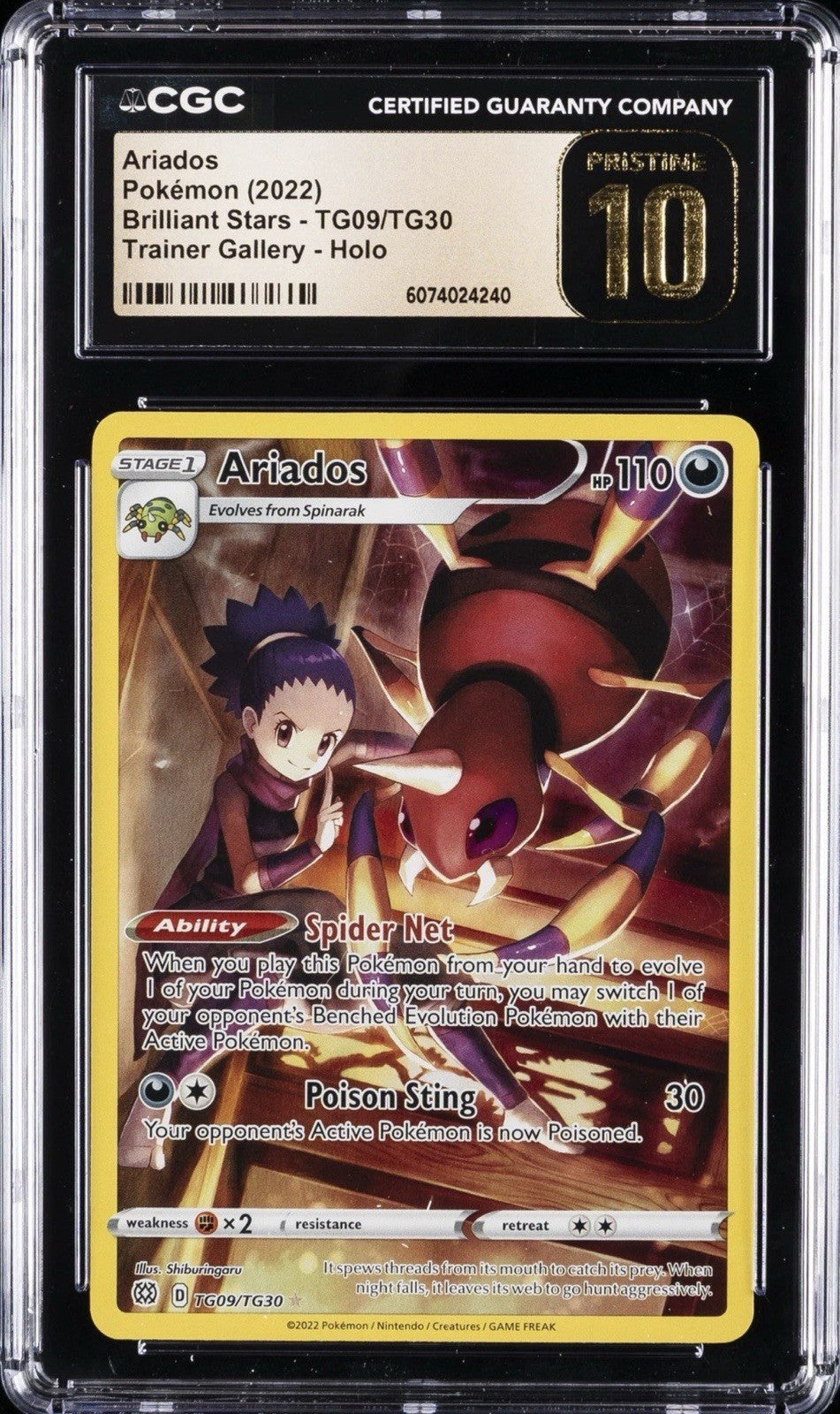 🐜 Ariados TG09 Brilliant Stars Trainer Gallery GRADE 10 PRISTINE GOLD LABEL!💨
